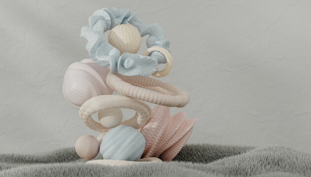 3d render with abstract gray tones 