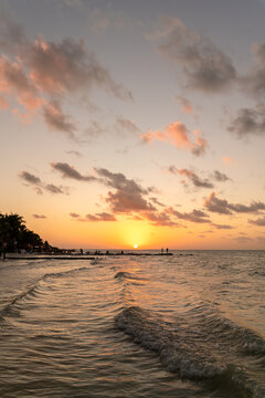 Holbox island sunset on beach, Mexico