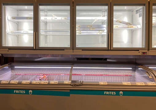 empty shelves in icebox