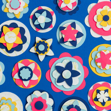 Colorful rosettes paper background