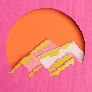 Paper mountain scene