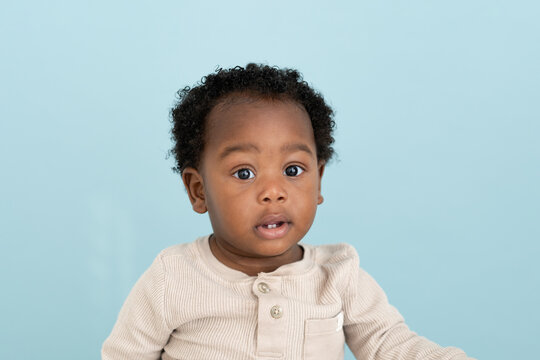 Baby portrait on blue