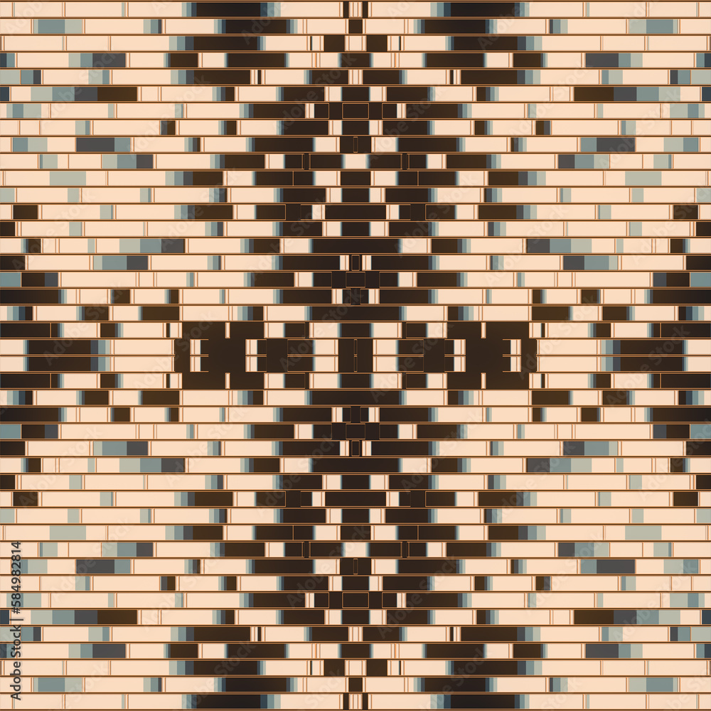 Poster Abstract symmetrical pattern of colored stripes. Modern background. Bright digital illustration. 3d rendering