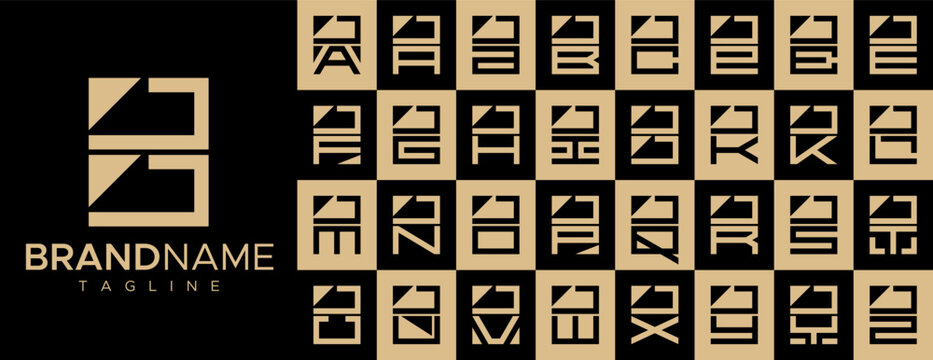 Simple square letter J JJ logo design set