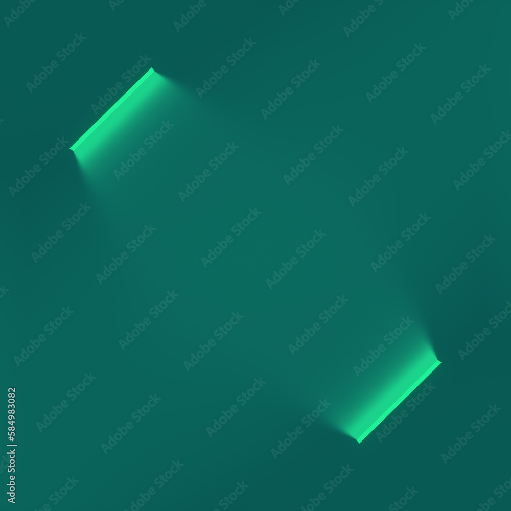 Poster simple geometric background with a bright stripe of green. minimal creative design. 3d rendering dig