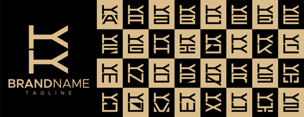 Square letter K KK logo design set - obrazy, fototapety, plakaty