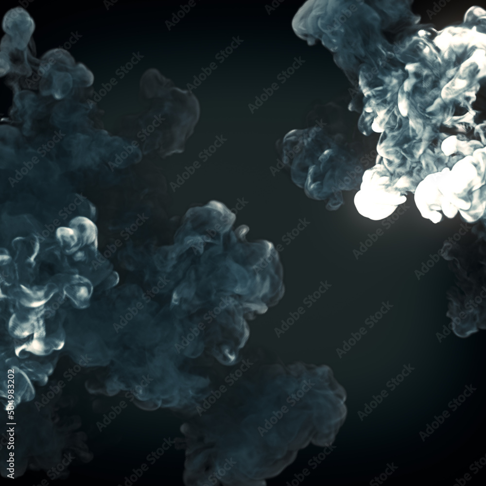 Poster abstract chemical explosion on dark background 3d rendering digital illustration