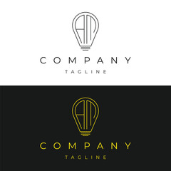 Letter AM MA initial lamp solution bulblight icon logo design vector template