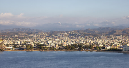 Fototapeta premium Modern Cityscape on the Sea Coast. Limassol, Cyprus. City Buildings