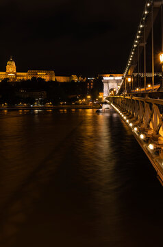 Chain Bridge And Buda Castle In The Background At Night 