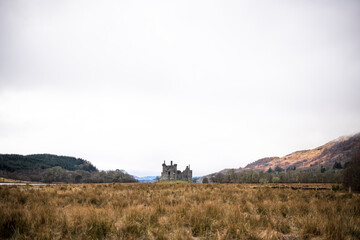 Abandoned Kilchurn Castle in wintery Scotland