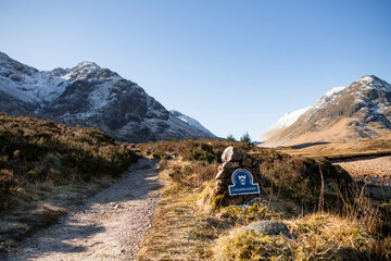 Trail through the mountains of the Scottish Highlands