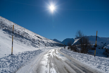 a lonely road in Sibillini mountains Italy