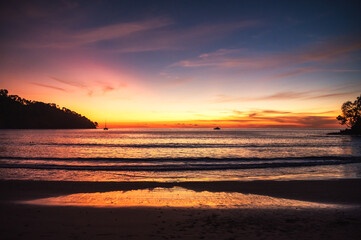 Beautiful colorful sunset on a tropical beach in Costa Rica.
