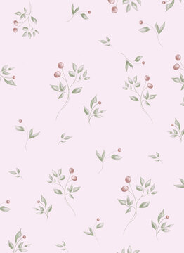 Floral print on pink background.