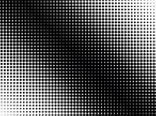 Monochrome Dots Background. Fade Texture. Vintage Pop-art Backdrop. Grunge Black and White Overlay. Vector illustration.	