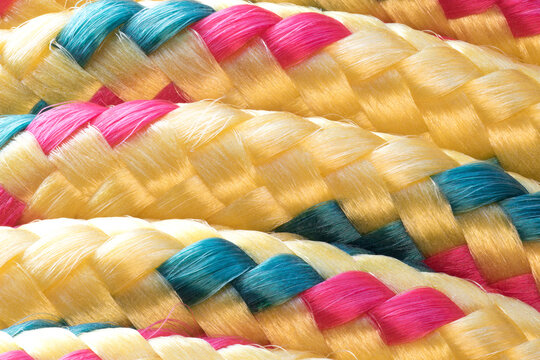 coiled colored nylon polyester rope closeup macro photograph