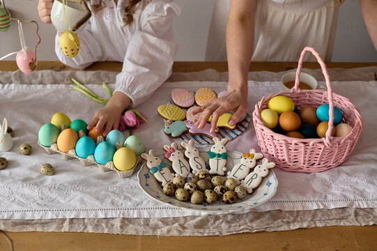 family preparing for Easter