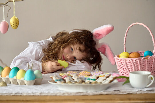 child on the easter table