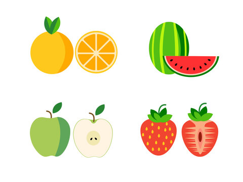 set of fruits, fruit vector, illustration