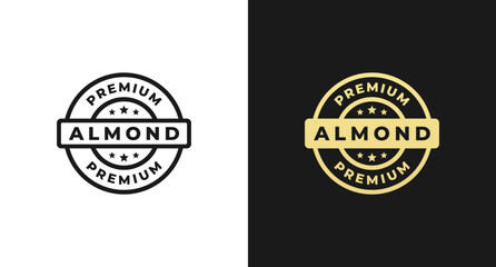Almond label or Almond stamp vector isolated in flat style. Best Almond label vector for product design element. Elegant Almond stamp vector for packaging design element.
