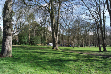 Fototapeta na wymiar Low Angle View of Local Public Park. The Image Was Captured at Wardown Public Park of Luton Town of England UK During a Cold and Cloudy Evening of 25-March-2023