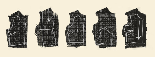 Bespoke Coding Concept. Pattern Pieces with Subtle Binary Code Pattern