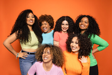 Portrait of young women with diverse afro hairstyles