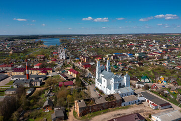 An aerial panoramic view on Glubokoe town in Belarus