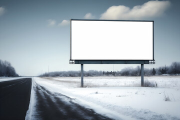 Obraz premium Large blank outdoor billboard template with white copy space. Winter snow