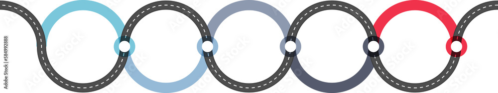 Poster road infographics template with five elements with place for your icons and text