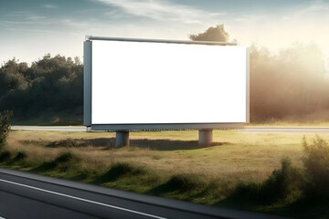 Large blank outdoor billboard template with white copy space. summer sunny day