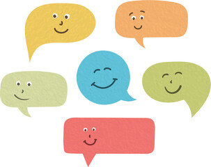 Speech bubbles with handdrawn smiles