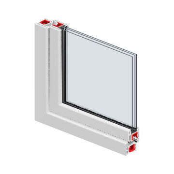 Plastic Window Cross Section Frame Triple Structure Sample Isometric Design Realistic Vector