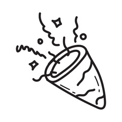 doodle confetti icon outline vector
