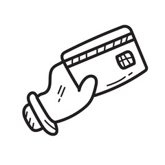 doodle payment,credit card, shopping icon outline vector