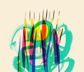 Abstract Vibrant Brush Strokes Background with Copy Space