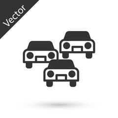 Grey Traffic jam on the road icon isolated on white background. Road transport. Vector