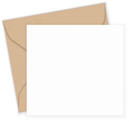 Brown kraft paper envelope and blank white letter pad template background