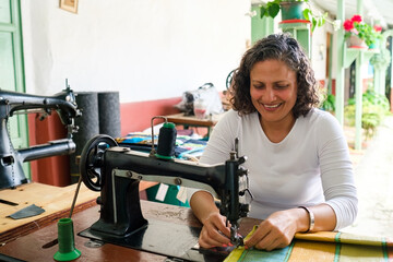 Dressmaker working at the sewing machine