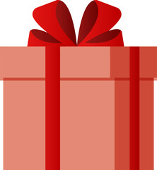 3D paper cutting relief of red present gift box with ribbon