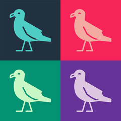 Pop art Bird seagull icon isolated on color background. Vector