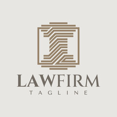 Line pillar law legal logo design vector
