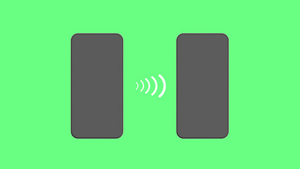 Communication between two devices. Transfer data between two gadgets using wireless networks. Horizontal image. 3d image. 3d rendering