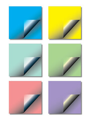Realistic blank sticky notes isolated on white background. Multicolor post it notes isolated on transparent background. Colored sticky note set.