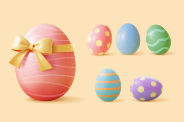 3D colorful Easter egg set