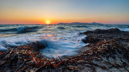 sunset at the beach in kos