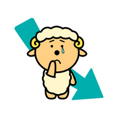 ひつじ　下矢印　ビジネス　イラスト	
