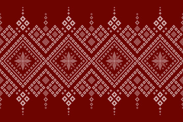 Red traditional ethnic pattern paisley flower Ikat background abstract Aztec African Indonesian Indian seamless pattern for fabric print cloth dress carpet curtains and sarong