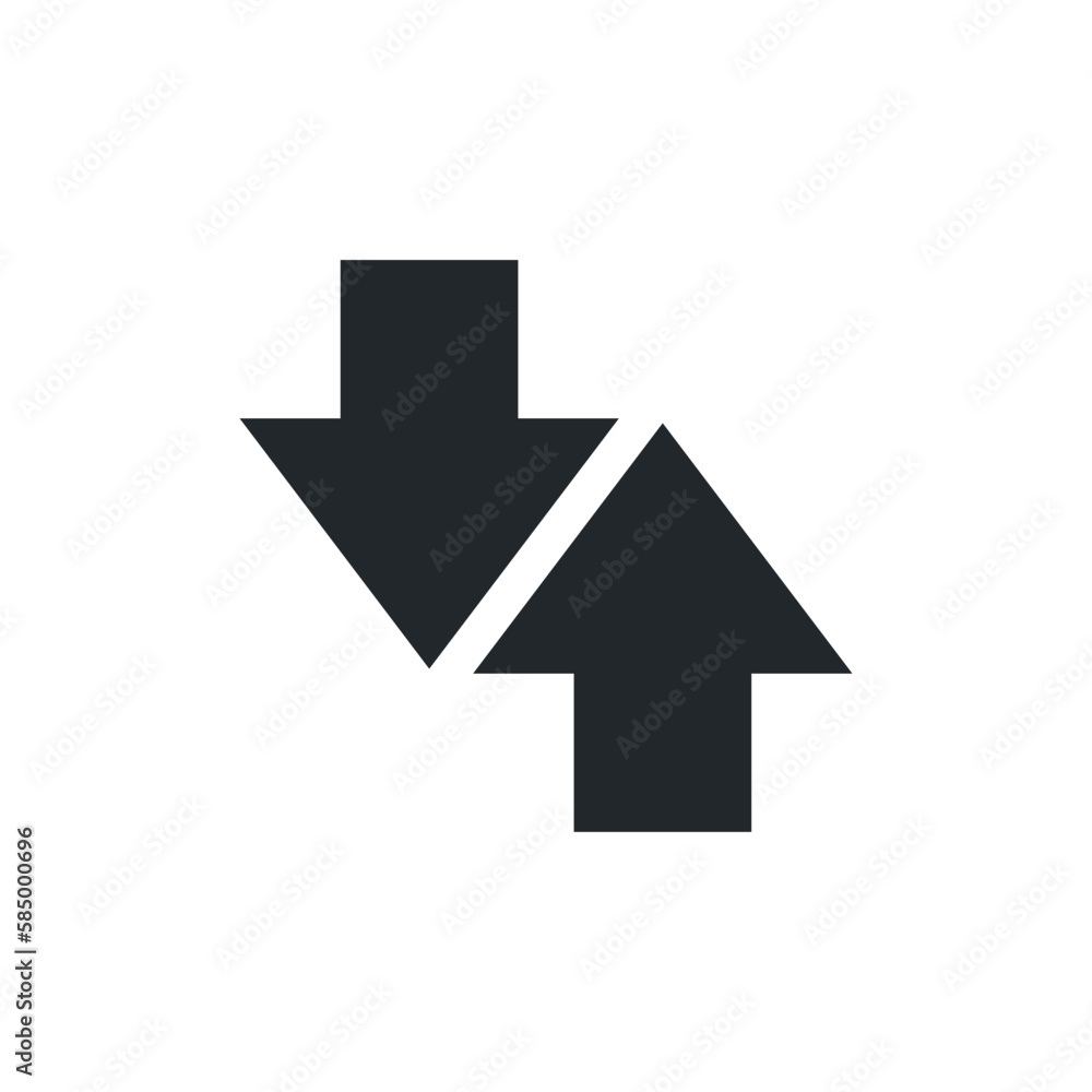 Poster flat vector image isolated on white background, two arrows pointing at each other, business icon opp